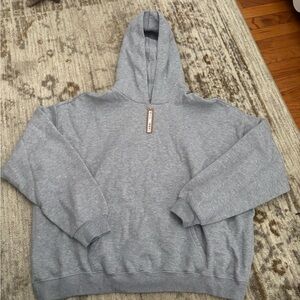 NWT 3x SKIMS Heather Gray Cotton Fleece Pullover Hoodie